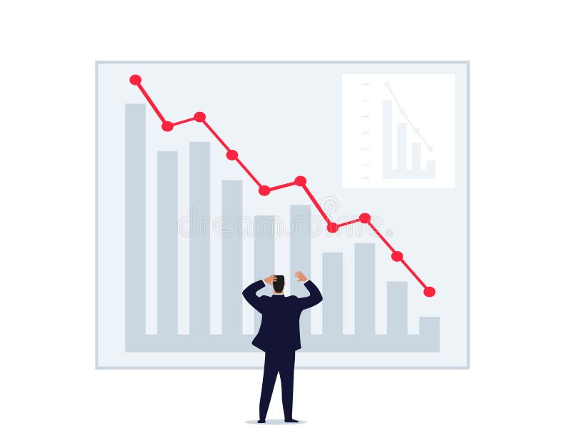 График падения. График снижения. Падение продаж. Финансовый кризис.