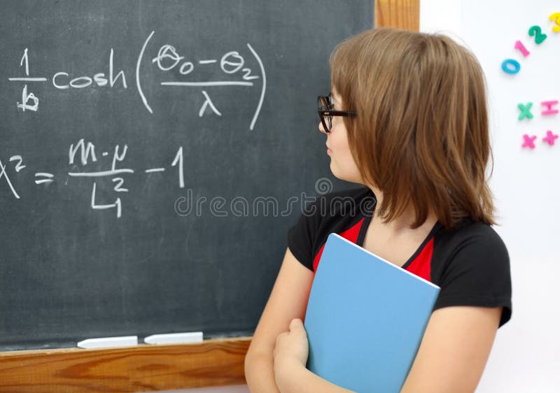Мудрая математика. Задумался уравнения. Math School girl. Мудрая математика фото открытка.
