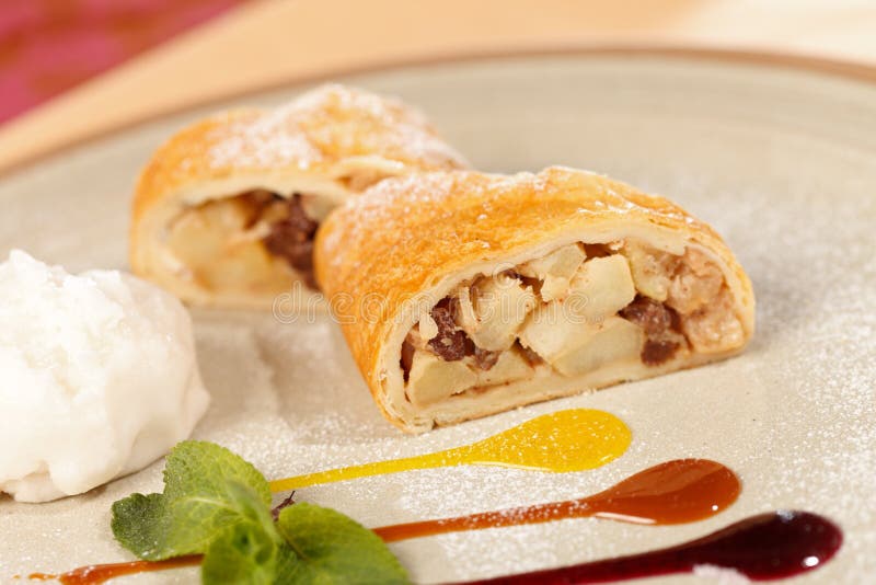 Apple Strudel with Vanilla Ice Cream