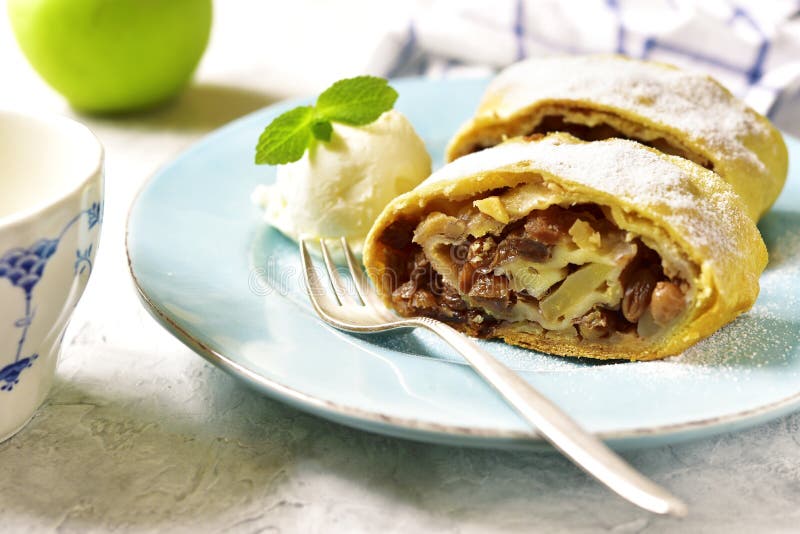 Apple Strudel with Vanilla Ice Cream