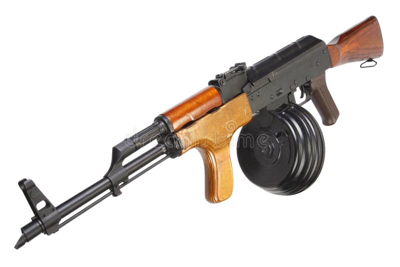 Штурмовая винтовка AK 47 с круглой кассетой барабанчика. 