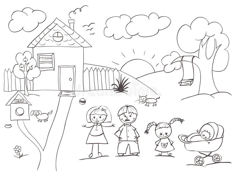 Нарисовать будущую семью дом и домашнее хозяйство. Раскраска дом и семья. Раскраски для детей дом семья. Раскраска семейный дом. Дом и семья рисунок черно-белый.