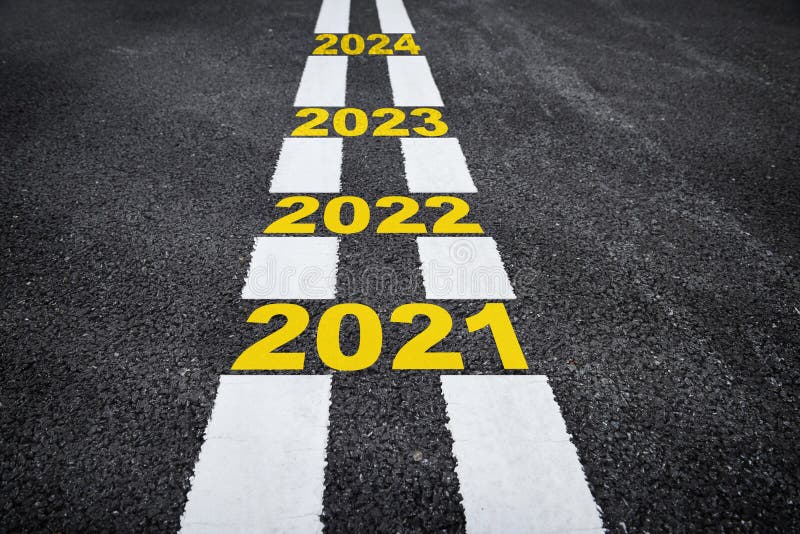 2024 картинки. Number of 2021 to 2024 on Asphalt Road surface with marking lines.