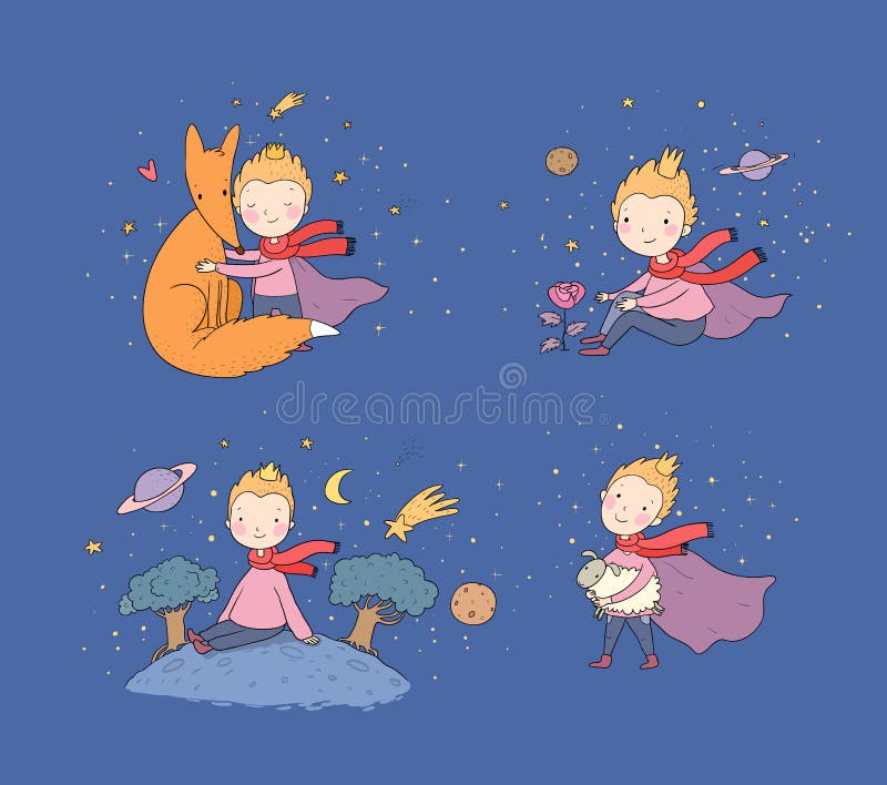 小王子 一个关于男孩 玫瑰 行星和狐狸的童话向量例证 插画包括有行星 狐狸 国王 友谊 小王子 一个关于男孩 玫瑰 行星和狐狸的童话向量例证 插画包括有行星 狐狸 国王 友谊