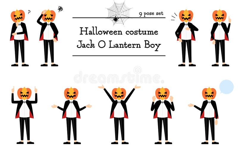 ハロウィンの仮装 カボチャのお化け姿の男の子のポーズセット 話す 悩む 指さし 他 Stock Illustration Illustration Of Halloween Cape ハロウィンの仮装 カボチャのお化け姿の男の子のポーズセット 話す 悩む 指さし 他 Stock Illustration Illustration Of Halloween Cape
