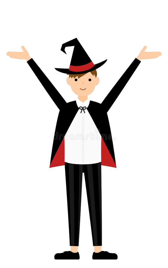 ハロウィンの仮装 魔法使い姿の男の子が両腕を上げるポーズ Stock Illustration Illustration Of Clothing Mantle ハロウィンの仮装 魔法使い姿の男の子が両腕を上げるポーズ Stock Illustration Illustration Of Clothing Mantle