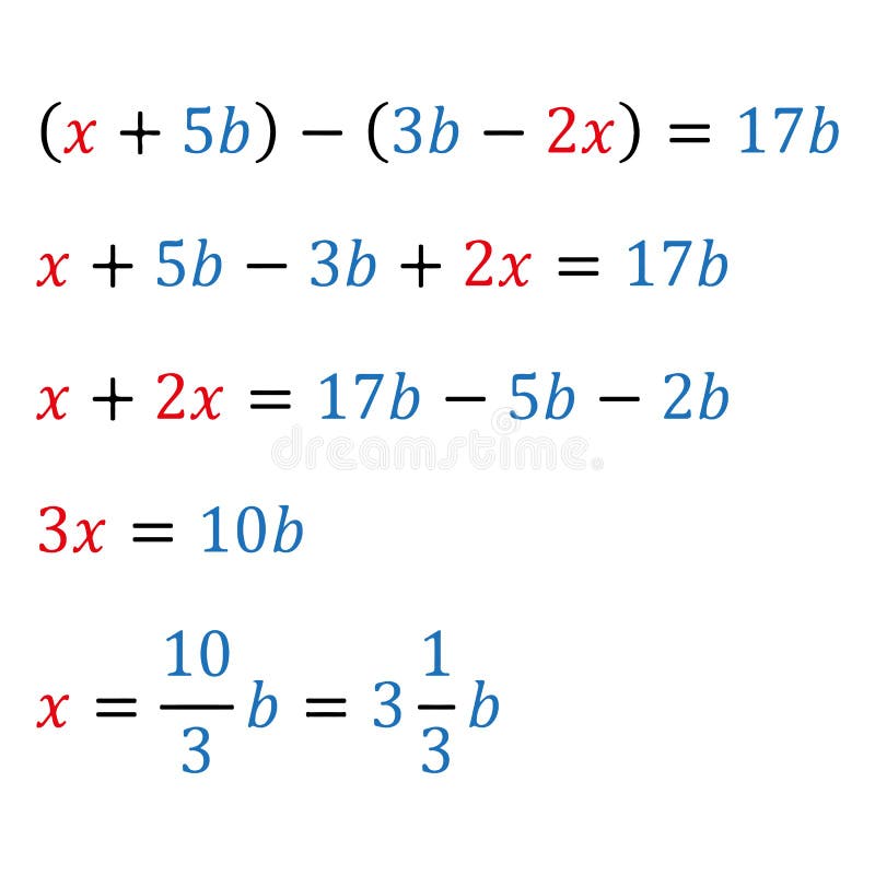 与一可变物的代数参数等式正面和负数整数数字分数和混杂向量例证 插画包括有正面和负数 与一可变物的代数参数等式 132412991