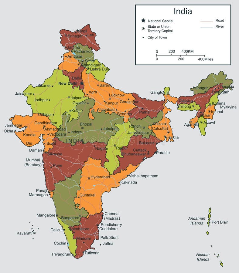 与可选择的疆土的印度地图 向量