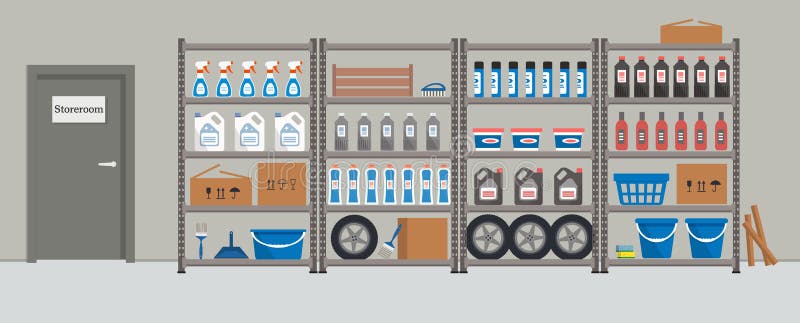 与日用商品的棚架仓库机架向量例证 插画包括有 与日用商品的棚架仓库机架向量例证 插画包括有