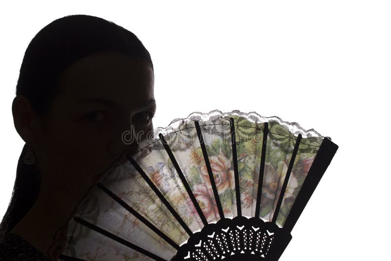 侧影小女孩躲在扇子后 躲在手里 孤立库存图片 图片包括有 侧影小女孩躲在扇子后 躲在手里 孤立库存图片 图片包括有