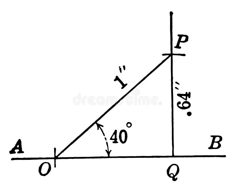 直角三角形abc 角度67度428分 斜边2347英尺 复古插图向量例证 插画包括有权利 图画