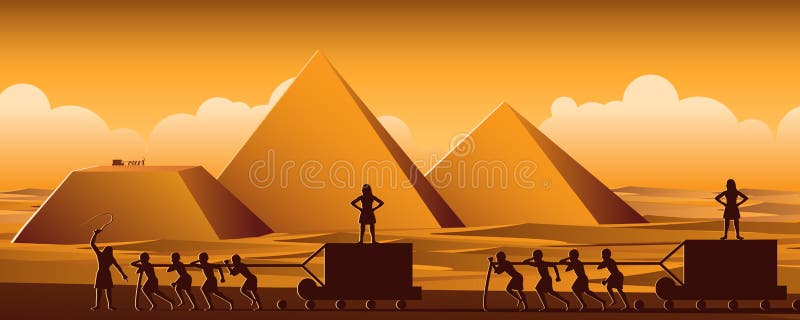 修造的金字塔在自古以来是用途的人的埃及奴隶的全天 动画片版本向量例证 插画包括有著名 惩罚