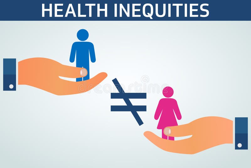 健康不平等插图矢量图平旗 向量例证 插画包括有男人 公正 粉红色 创造性 突出 医疗