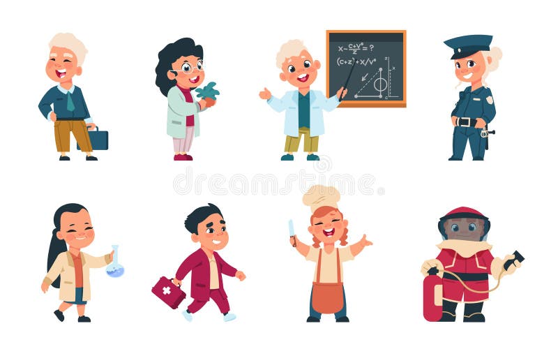 儿童职业卡通可爱的孩子穿着不同的职业制服 商务工人做医生矢量向量例证 插画包括有工程师 女孩 儿童职业卡通可爱的孩子穿着不同的职业制服 商务工人做医生矢量向量例证 插画包括有工程师 女孩