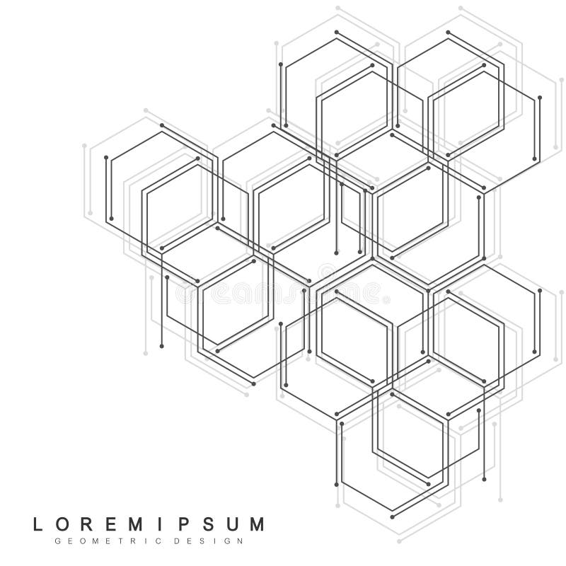 六角几何背景基因的六角形和社会网络未来几何模板3d企业尺寸介绍回报形状三向量例证 插画包括有六角几何背景 3d企业尺寸介绍回报形状三