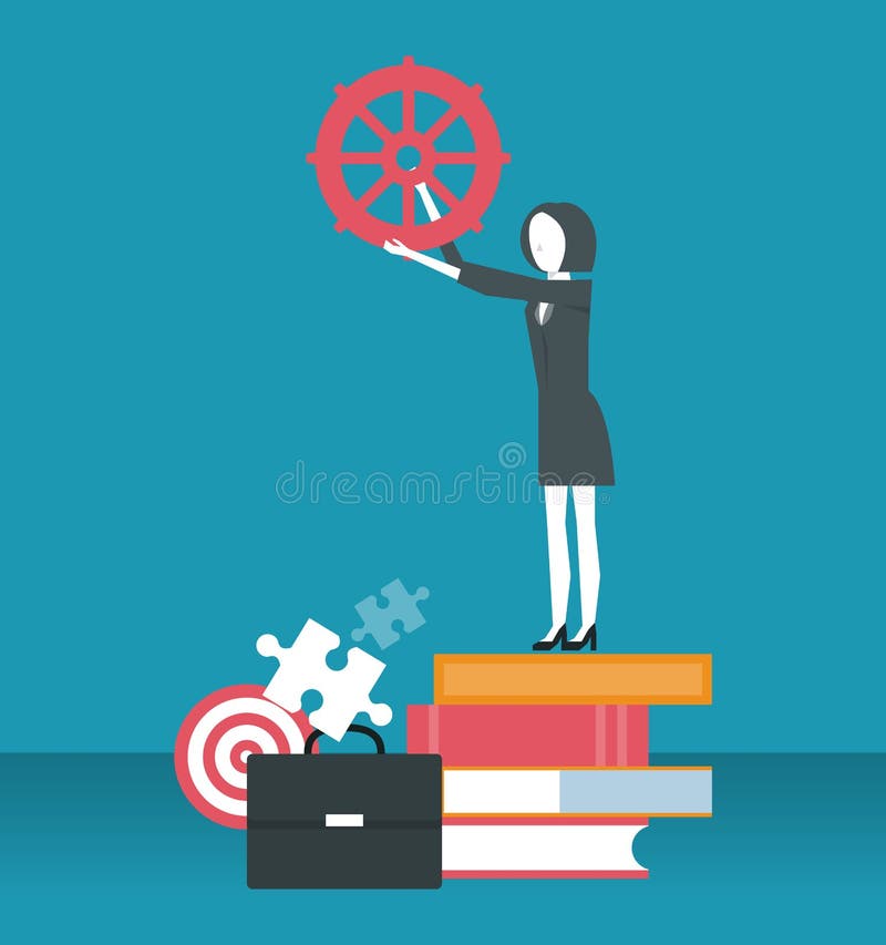 勤勉女实业家动画片向量例证 插画包括有