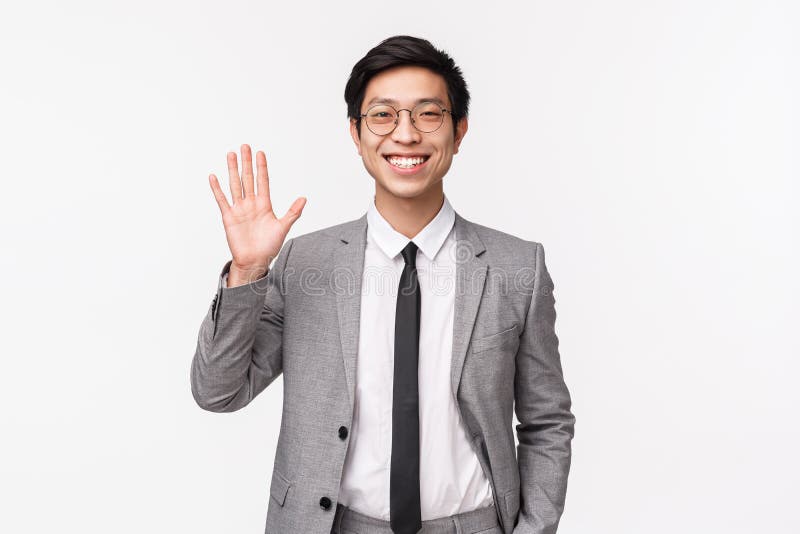 友好 欢快 微笑的亚洲男性企业家 上班族打招呼 向同事致意的腰上画像库存照片 图片包括有典雅 生意人 友好 欢快 微笑的亚洲男性企业家 上班族打招呼 向同事致意的腰上画像库存照片 图片包括有典雅 生意人