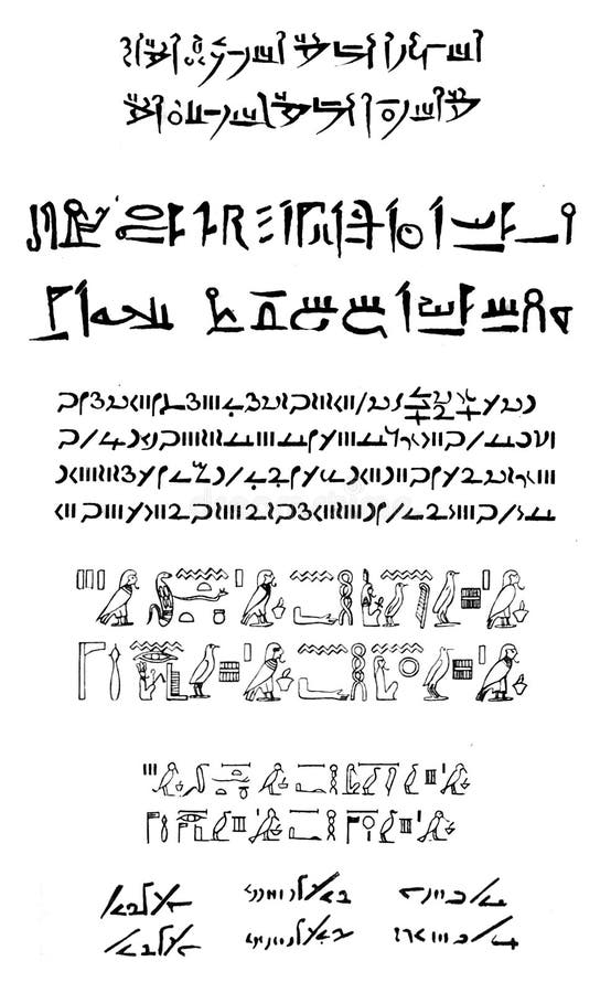 古老埃及文字的不同的类型库存例证 插画包括有
