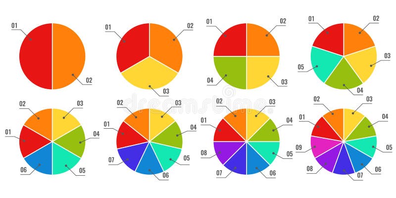 圆图分段和多色饼图 带部件或步骤的财务流程规划 信息图向量例证 插画包括有图表 多彩多姿