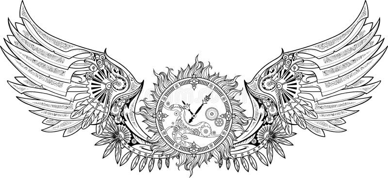 在与钟表机构的steampunk样式做的机械翼向量例证 插画包括有在与钟表机构的steampunk样式做的机械翼 在与钟表机构的steampunk样式做的机械翼向量例证 插画包括有在与钟表机构的steampunk样式做的机械翼