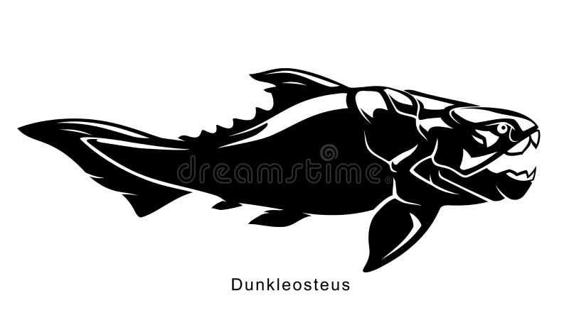 在泥盆纪晚期 Dunkleosteus史前肉食动物的鱼的存在向量例证 插画包括有期间 长度