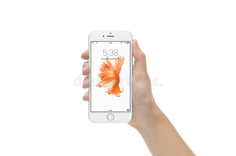 在锁屏幕的银色iphone 6反对白色背景编辑类库存照片 图片包括有电话 空白的 计算机 商业