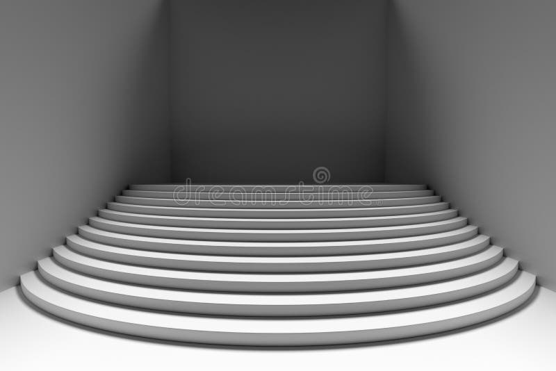 在黑暗的空的室广角正面图的白色圆的台阶库存例证 插画包括有单色 建筑 抽象 仪式 介绍 在黑暗的空的室广角正面图的白色圆的台阶库存例证 插画包括有单色 建筑 抽象 仪式 介绍