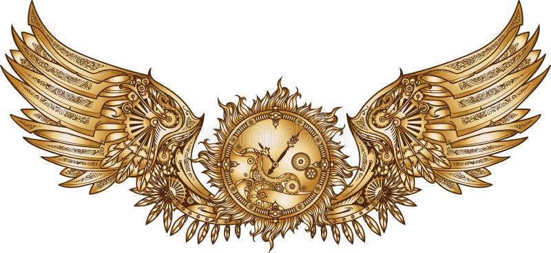 在steampunk样式的机械翼与钟表机构向量例证 插画包括有在steampunk样式的机械翼与钟表机构 在steampunk样式的机械翼与钟表机构向量例证 插画包括有在steampunk样式的机械翼与钟表机构