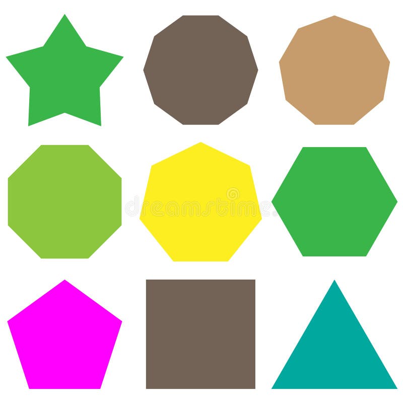 多边形集 基本形状集 星形六边形十边形九角八边形五边形正方形向量例证 插画包括有混杂 四边形