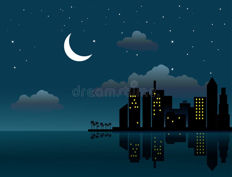 夜城月光库存例证 插画包括有 夜城月光库存例证 插画包括有