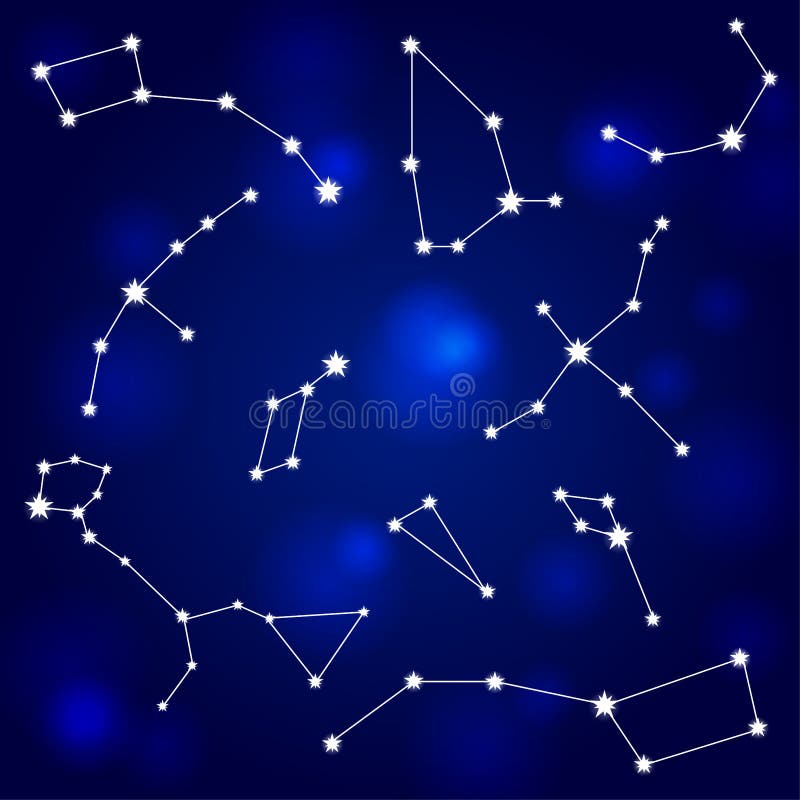 夜空的星座库存例证 插画包括有颜色 例证 主题 星形 蓝色 星座 黑暗 占星术 晚上