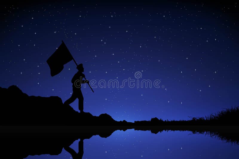 夜空背景中的剪影战士战争背景带着旗帜向量例证 插画包括有蓝色 创造性 问候 愉快 自由 夜空背景中的剪影战士战争背景带着旗帜向量例证 插画包括有蓝色 创造性 问候 愉快 自由