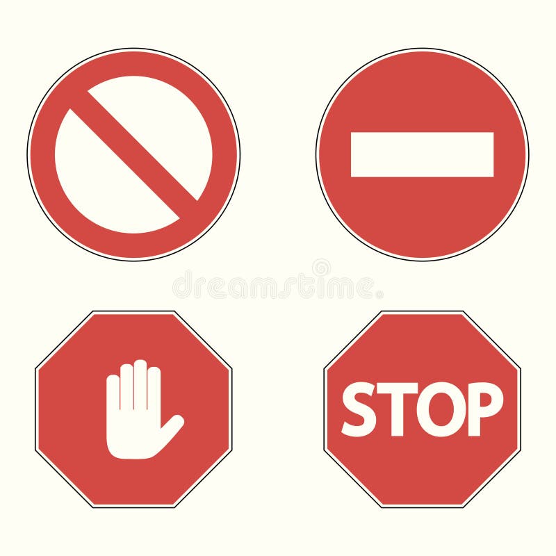 套禁止的路标停止 没有词条 手块向量向量例证 插画包括有