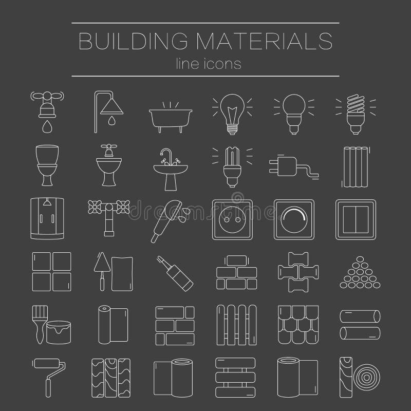 套diy的线象 建筑 建筑材料向量例证 插画包括有分级显示 现代 闪亮指示 设计 范围 油漆