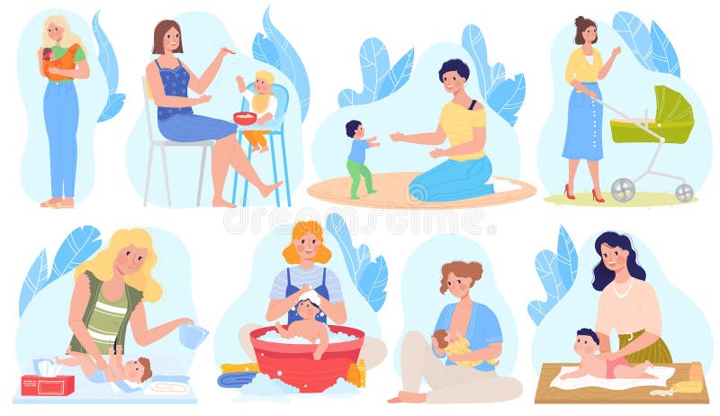 婴儿护理 母乳喂养矢量图插图 带母性特征母乳喂养的卡通平台向量例证 插画包括有胸骨 婴儿