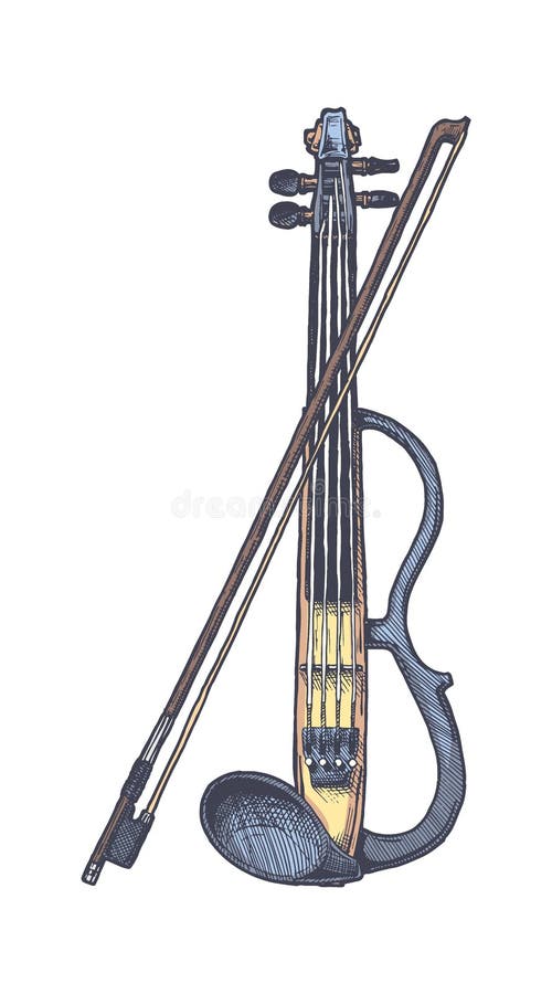 有弓的电小提琴向量例证 插画包括有有弓的电小提琴