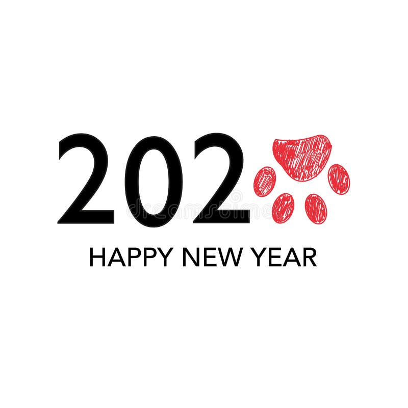 年涂鸦红爪印的文字新年快乐圣诞贺卡向量例证 插画包括有 年涂鸦红爪印的文字新年快乐圣诞贺卡向量例证 插画包括有