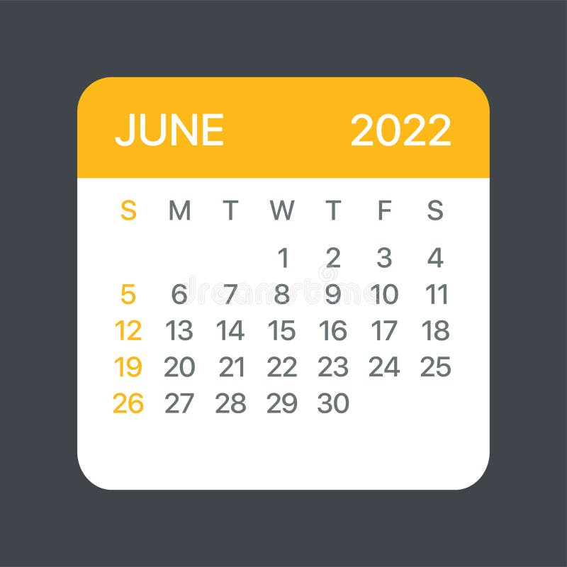 22年6月日历规划器矢量图插图 模板 模拟向量例证 插画包括有平面 数据 要素 模板