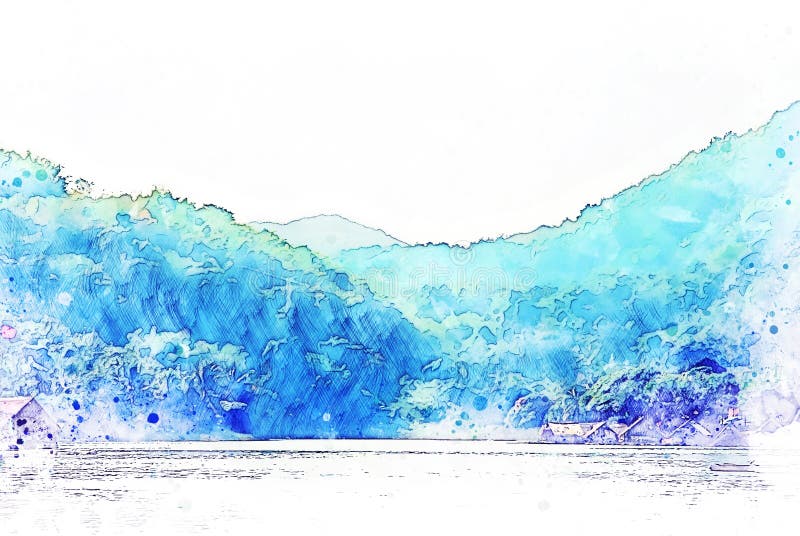 水彩插画背景下日本五彩山林与树木景观库存例证 插画包括有天空 国家 峰顶 自然 艺术 投反对票 水彩插画背景下日本五彩山林与树木景观库存例证 插画包括有天空 国家 峰顶 自然 艺术 投反对票