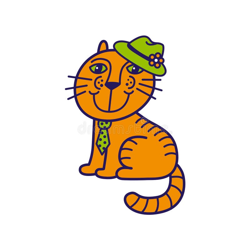戴绿帽子戴领带的金吉猫先生白色背景中的可爱小猫儿童俱乐部或动物园商店标识向量例证 插画包括有心情 逗人喜爱 戴绿帽子戴领带的金吉猫先生白色背景中的可爱小猫儿童俱乐部或动物园商店标识向量例证 插画包括有心情 逗人喜爱