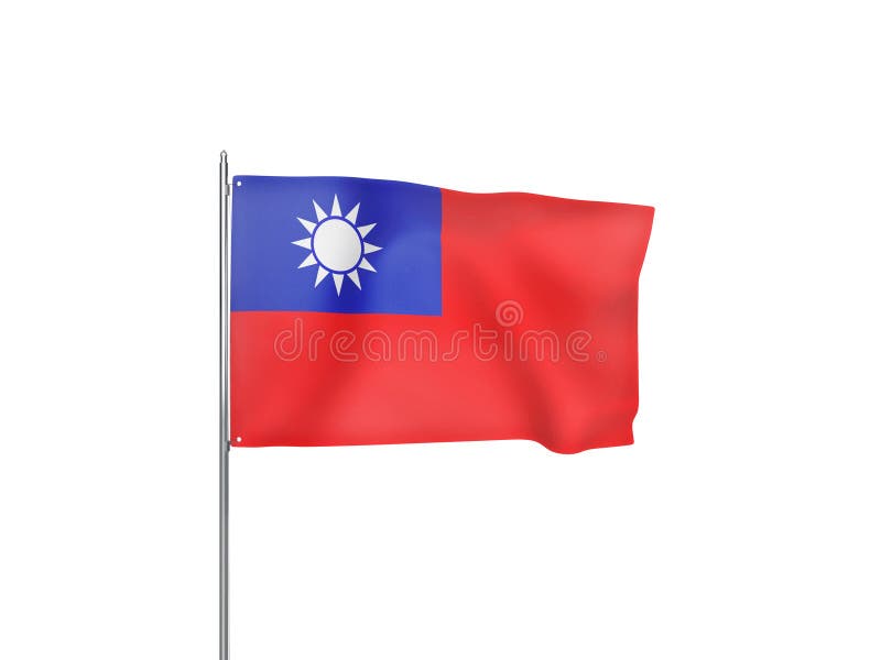 挥舞白色背景3d图的台湾国旗库存例证 插画包括有标志 多云 空白 丝绸 历史记录 国家