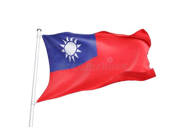 挥舞白色背景3d图的台湾国旗库存例证 插画包括有节假日 织品 蓝色 翻译 爱国 爱国者