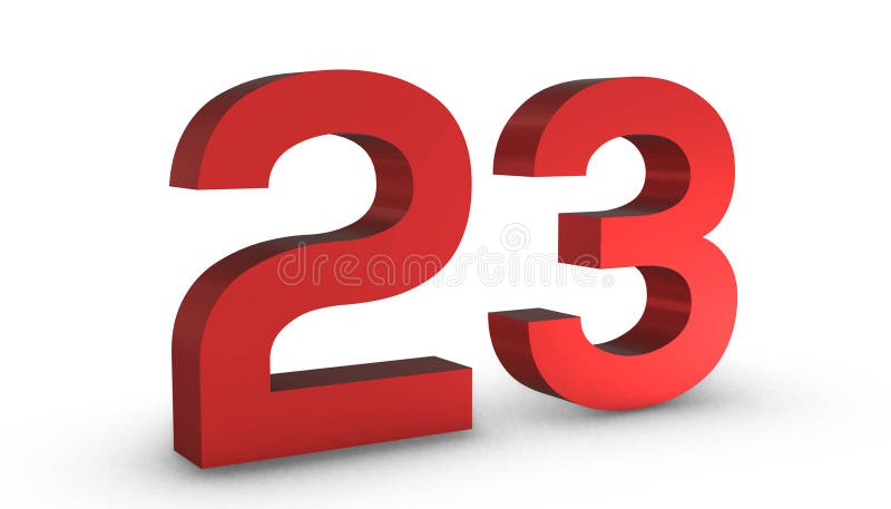 数字23 23白色背景上突显的红色符号3d渲染库存例证 插画包括有附注 艺术 例证 独自一个