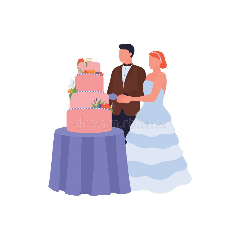 新婚夫妇在婚礼上切婚礼蛋糕新郎和抱新娘的刀白色背景中的情侣向量例证 插画包括有艺术 蛋糕