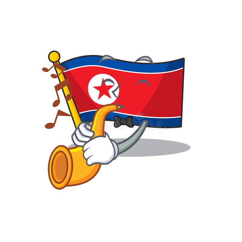 旗北朝鲜卷轴卡通人物设计与喇叭向量例证 插画包括有标志 表达式 韩文 吉祥人 欧洲 自由