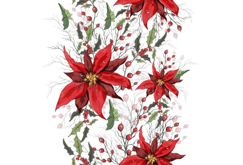 无缝花框边框 一品红假日花 现代手绘的冬花风格向量例证 插画包括有可实现 打印 霍莉 例证 无缝花框边框 一品红假日花 现代手绘的冬花风格向量例证 插画包括有可实现 打印 霍莉 例证