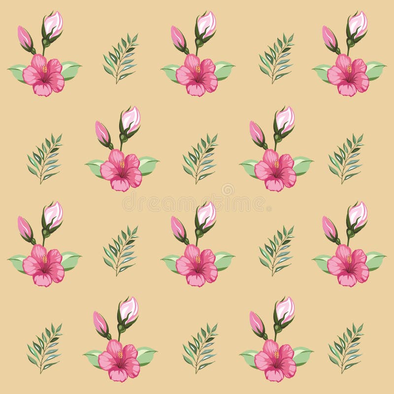 春花叶无缝图案 手绘背景 壁纸或织物的花图案向量例证 插画包括有气喘 设计 图象 绽放