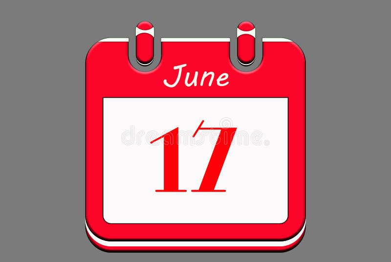 6月17日历图标 灰色背景库存例证 插画包括有本质 日历 月度 问候 组织者 浪漫