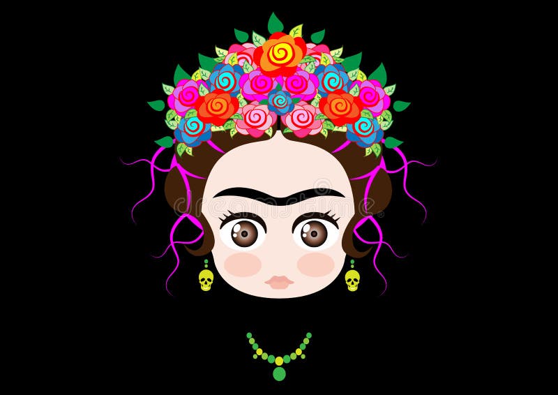 有五颜六色的花冠的emoji小芙烈达 卡萝 隔绝在黑色向量例证 插画包括有有五颜六色的花冠的emoji小芙烈达 卡萝 隔绝在黑色 有五颜六色的花冠的emoji小芙烈达 卡萝 隔绝在黑色向量例证 插画包括有有五颜六色的花冠的emoji小芙烈达 卡萝 隔绝在黑色