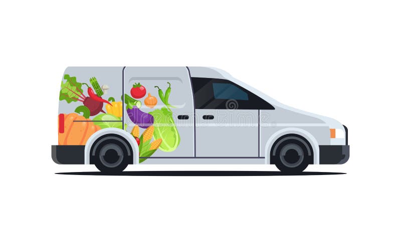 有机蔬菜天然素菜农场送食服务车向量例证 插画包括有传送 水平 卧室 商业 发运 登广告者做广告